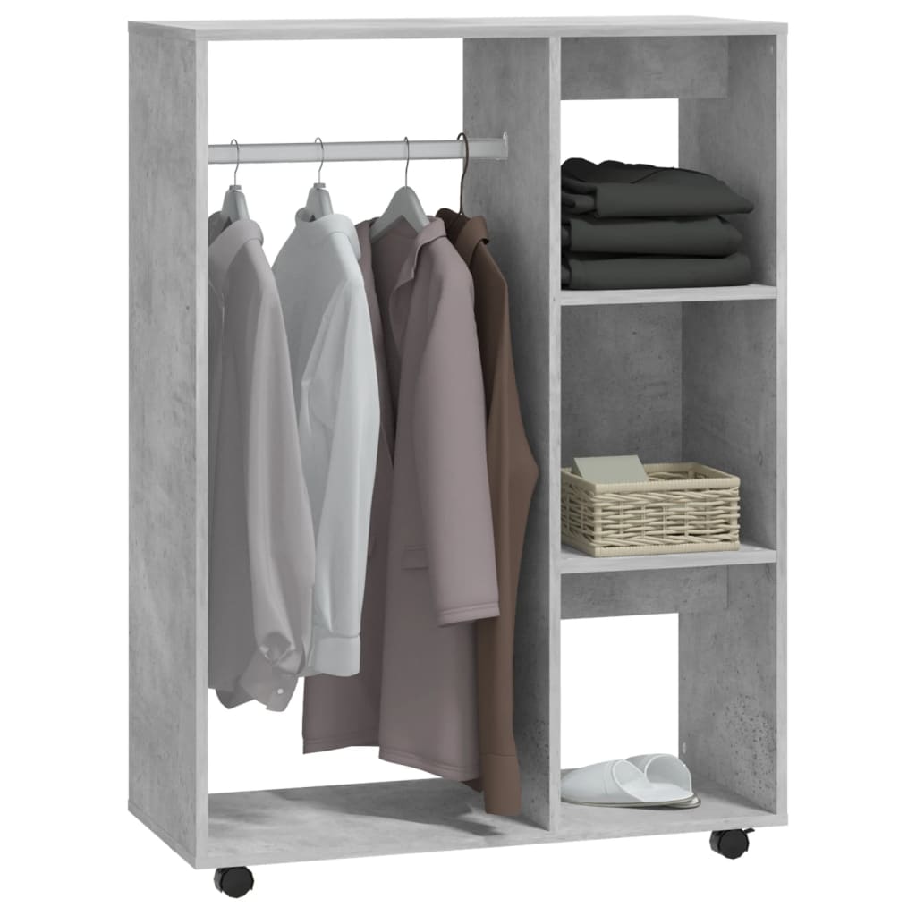 Garderobe Beton Grå 80x40x110 cm Træ Materiale