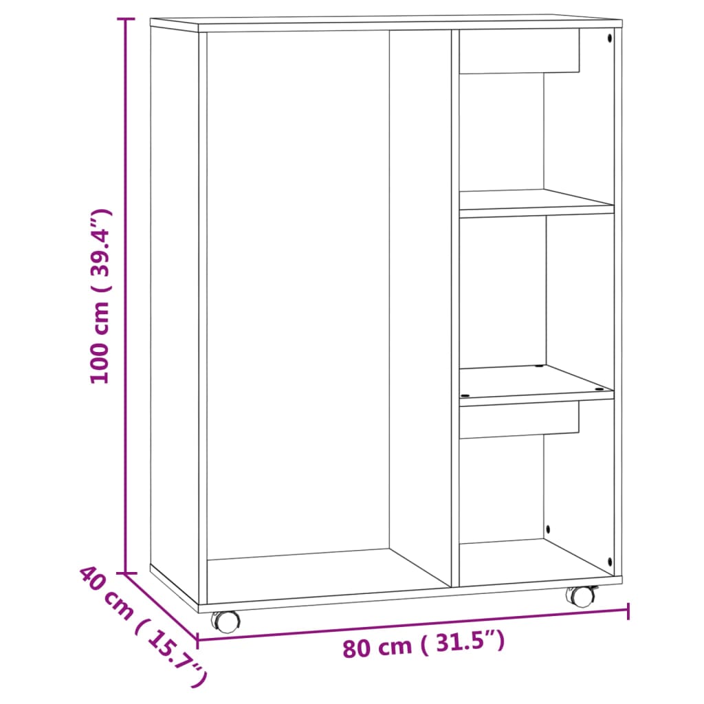 Garderobe Beton Grå 80x40x110 cm Træ Materiale
