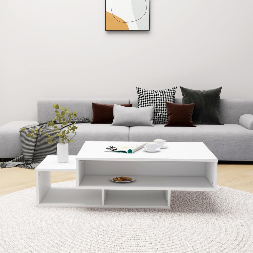 Sofabord Hvid 105x55x32 cm Træ Materiale