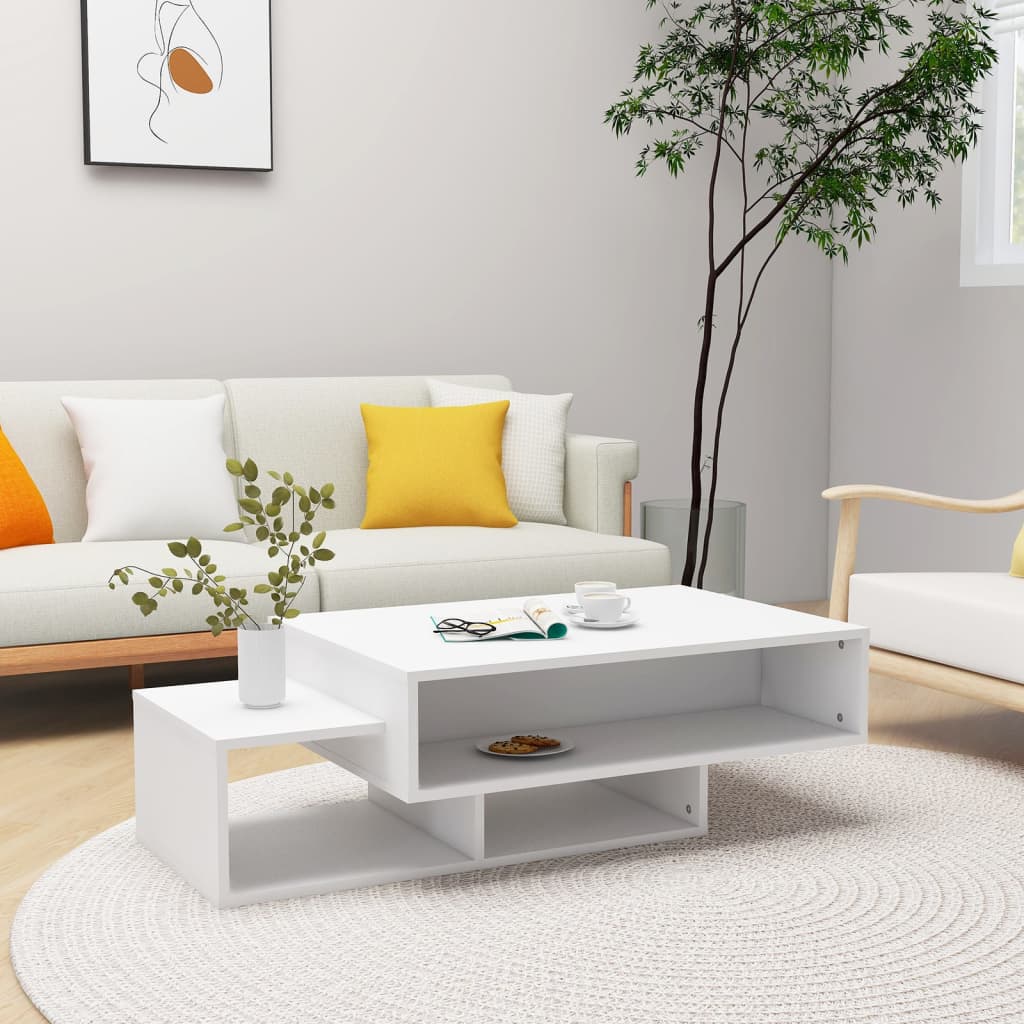 Sofabord Hvid 105x55x32 cm Træ Materiale