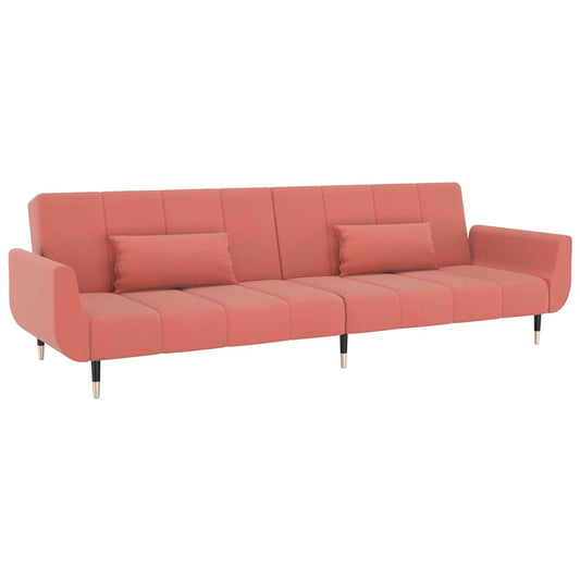Schlafsofa 2-Sitzer mit 2 Kissen Rosa Samt