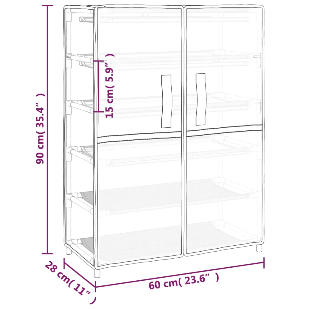 Skoskab Creme 60x28x90 cm Stof