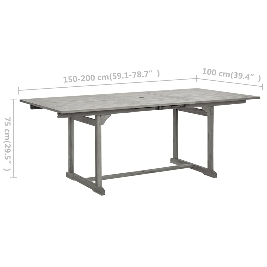 Garten-Esstisch (150-200)x100x75 cm Massivholz Akazie