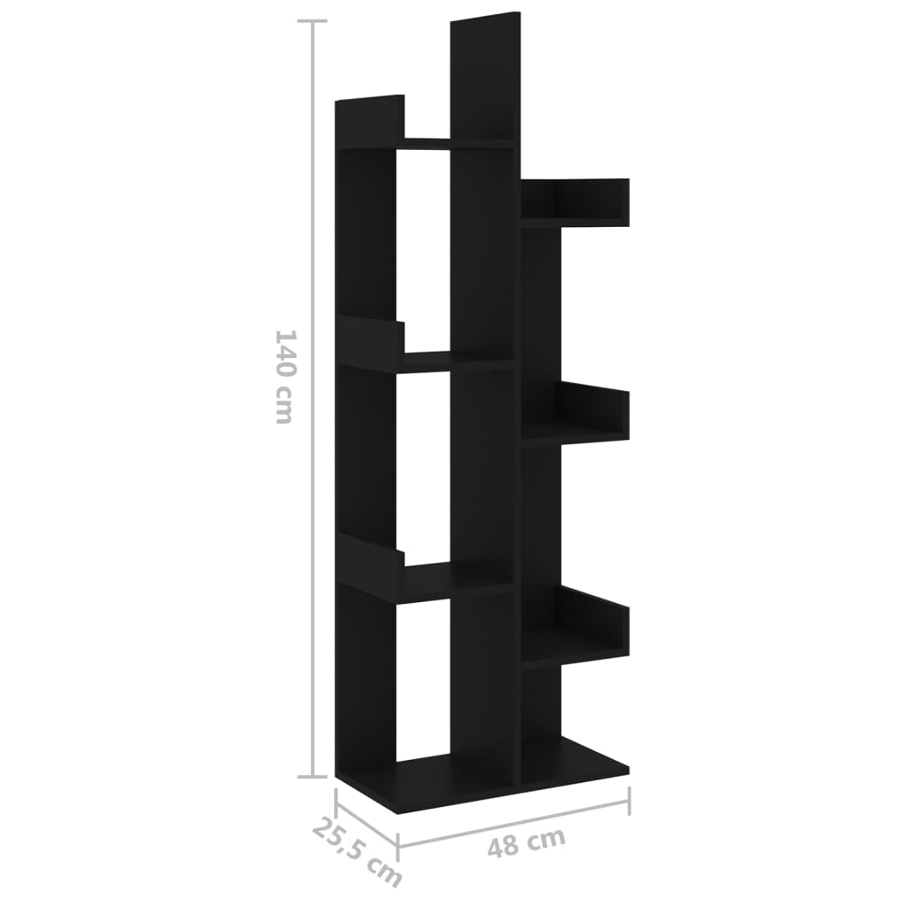 Bogreol Sort 48x25,5x140 cm Træ Materiale