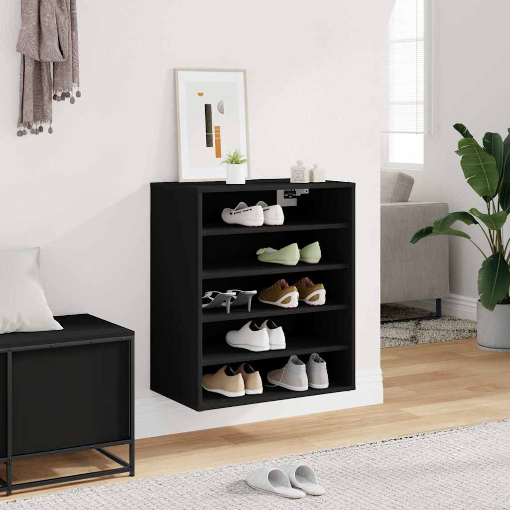 Skoskab Sort 60x35x70 cm Træ Materiale