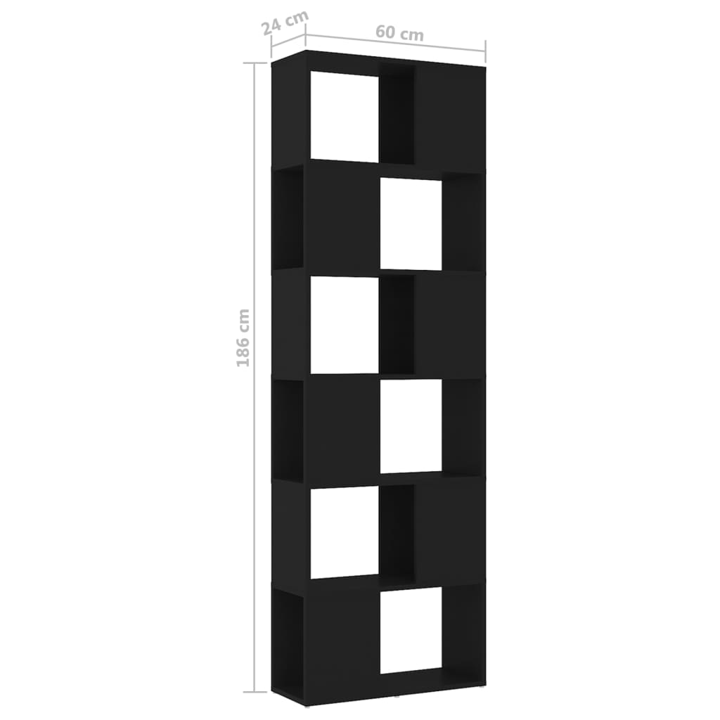 Reol Rumdeler Sort 60x24x186 cm Træmateriale