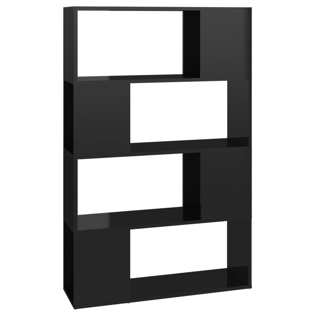 Reol Rumdeler Højglans Sort 80x24x124,5 cm