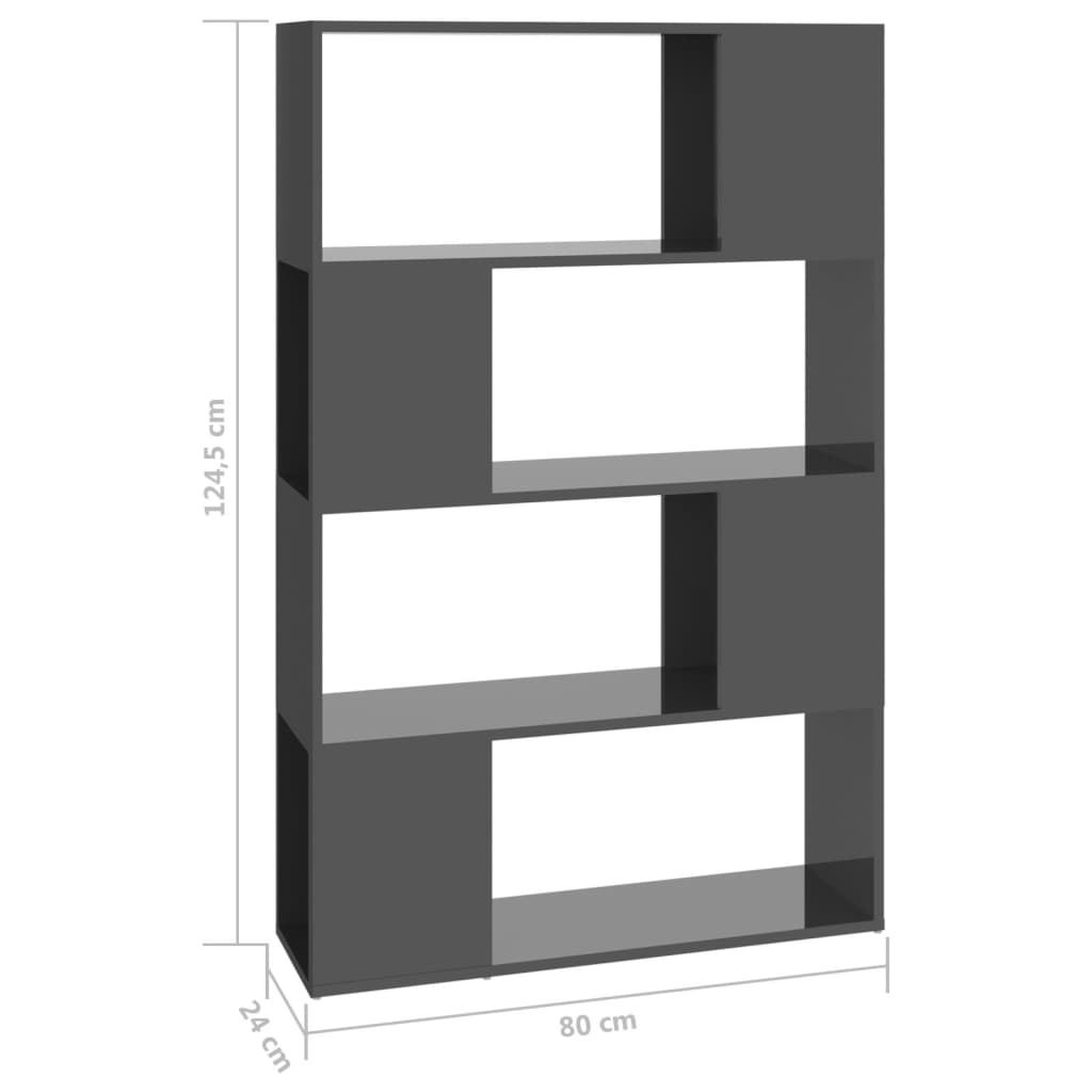 Reol Rumdeler Højglans Grå 80x24x124,5 cm