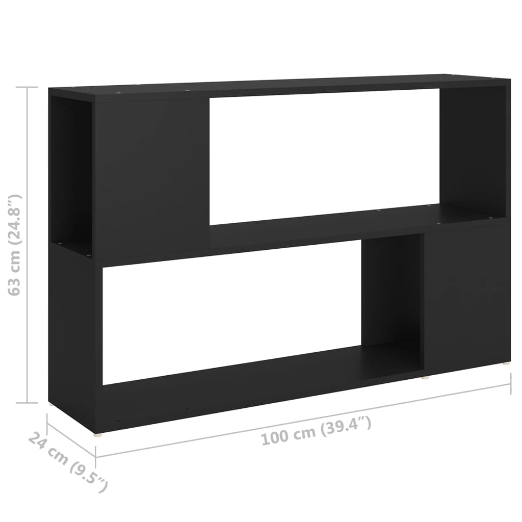Bogreol Sort 100x24x63 cm Træmateriale
