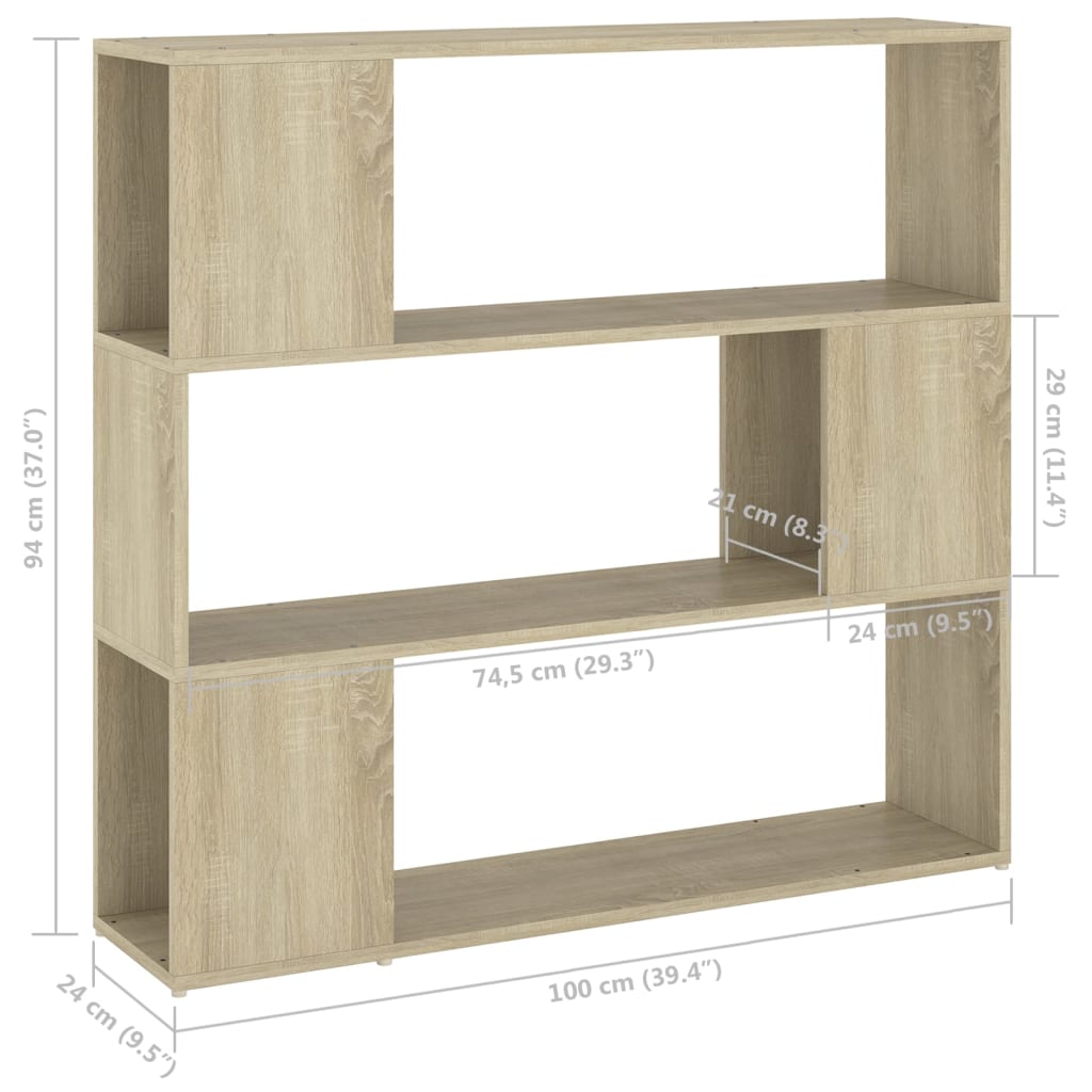 Reol Rumdeler Sonoma Eg 100x24x94 cm