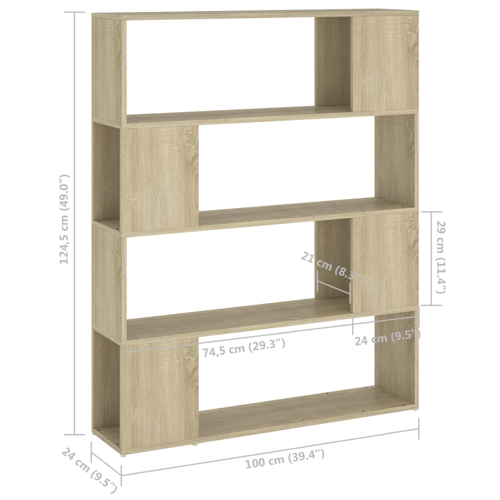 Reol Rumdeler Sonoma Eg 100x24x124 cm