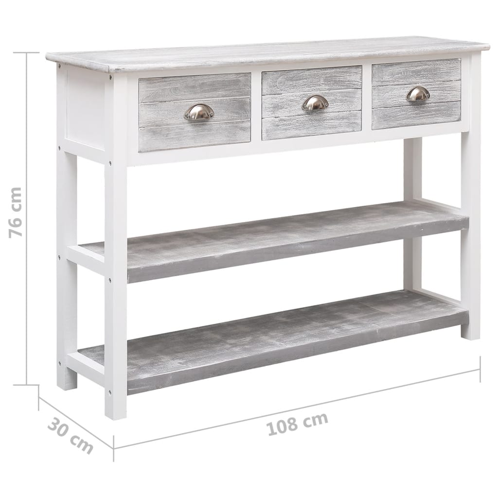 Skænk Antik Grå 108x30x76 cm Massivt Paulownia Træ