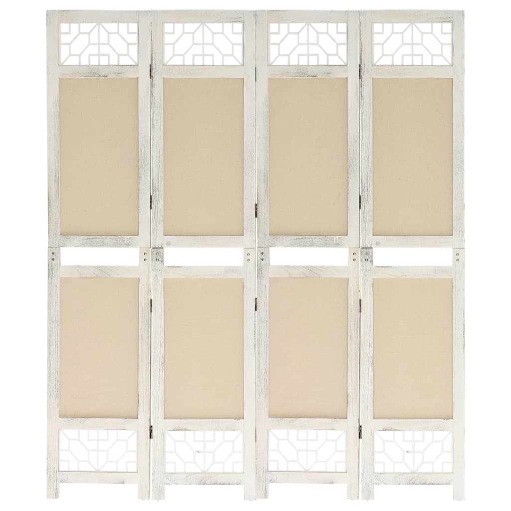 4-delt Room Divider Creme 140x165 cm Stof