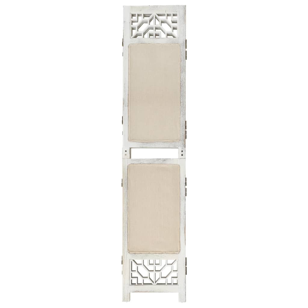 4-delt Room Divider Creme 140x165 cm Stof