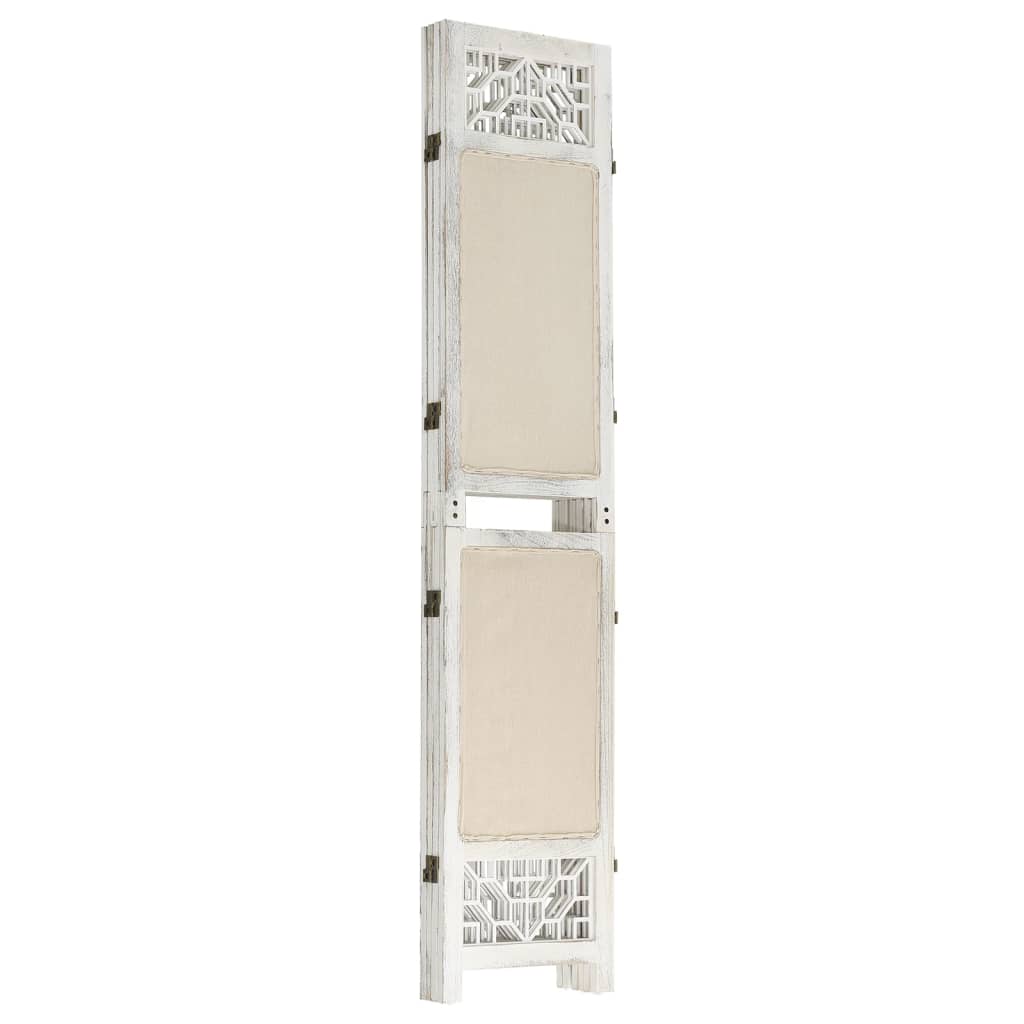 4-delt Room Divider Creme 140x165 cm Stof