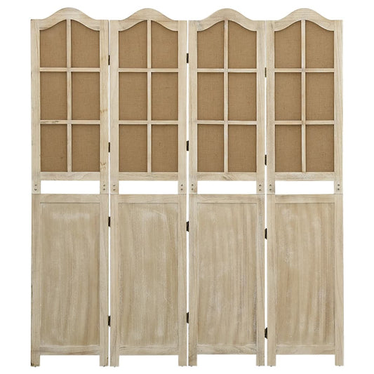 4-tlg. Raumteiler Braun 140x165 cm Stoff