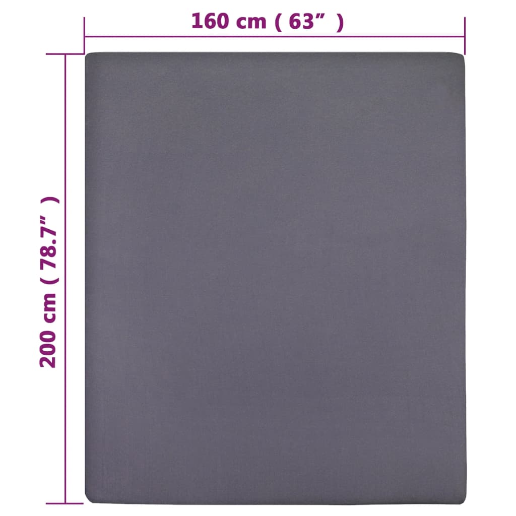 Fitted Sheet Jersey antracit 160x200 cm Bomuld
