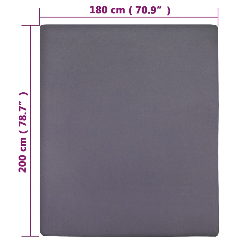 Fit Sheet 2 stk Jersey Antracit 180x200 cm Bomuld