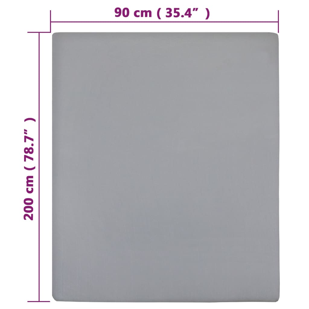 Fitted Sheet Jersey Grå 90x200 cm Bomuld