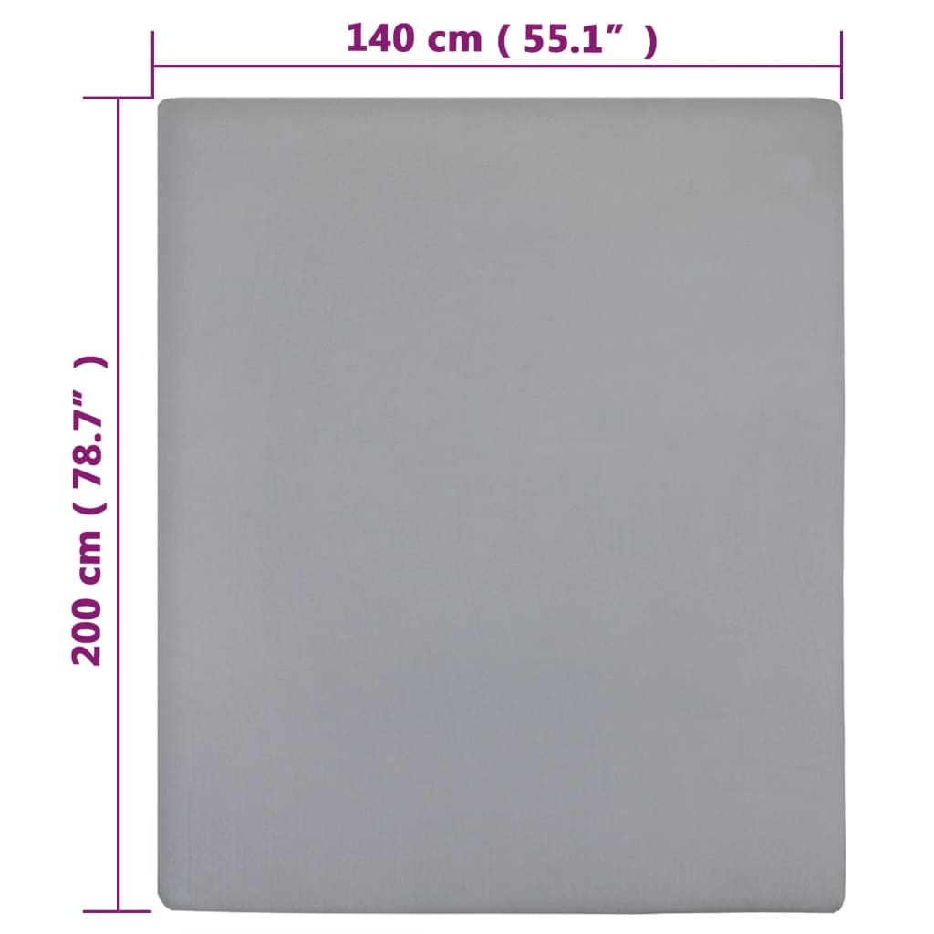 Fitted Sheet Jersey Grå 140x200 cm Bomuld