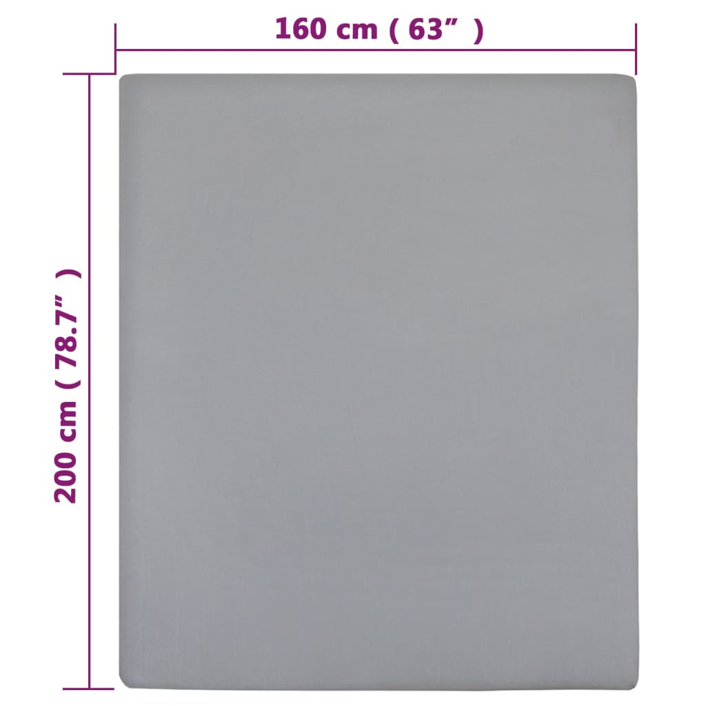 Fitted Sheet Jersey Grå 160x200 cm Bomuld