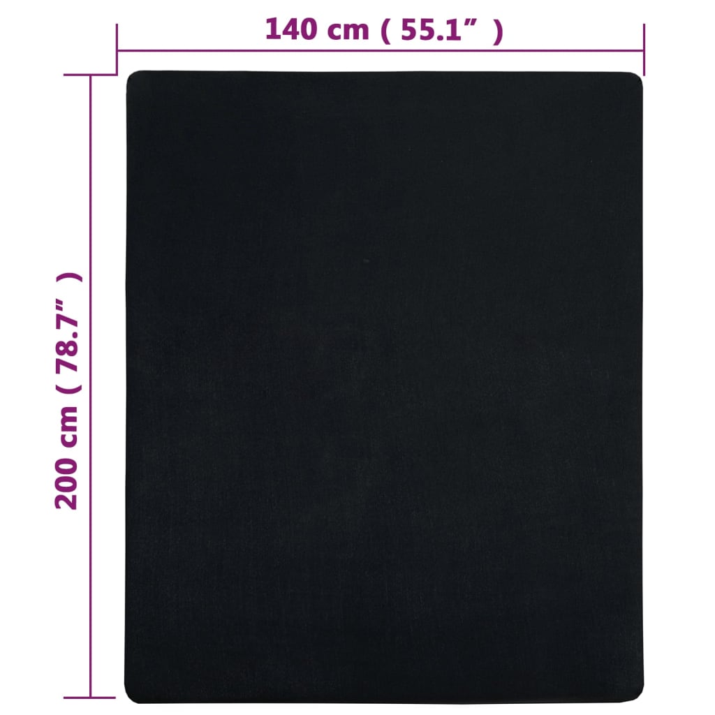Fitted Sheet Jersey Sort 140x200 cm Bomuld