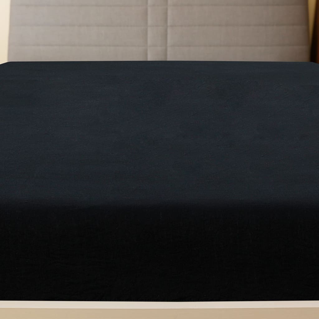 Fitted Sheet Jersey Sort 160x200 cm Bomuld