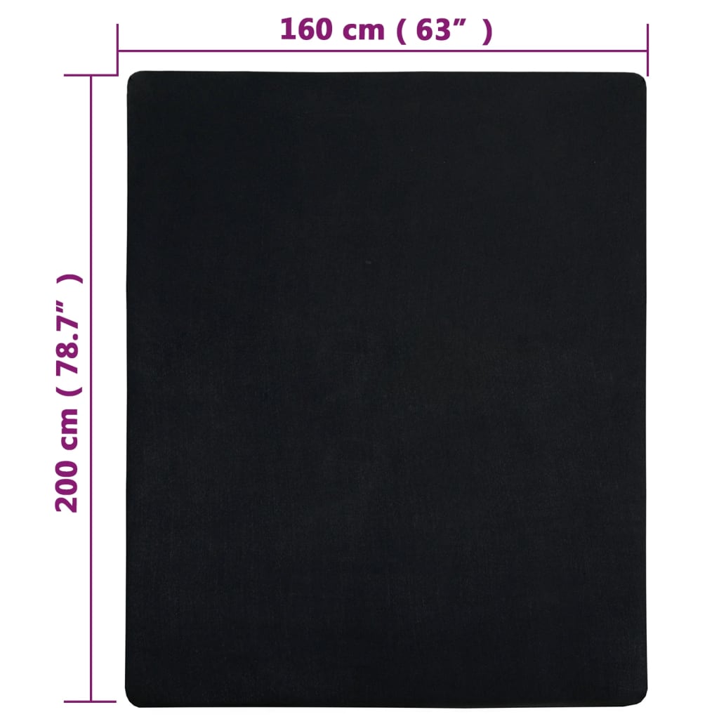 Fitted Sheet Jersey Sort 160x200 cm Bomuld