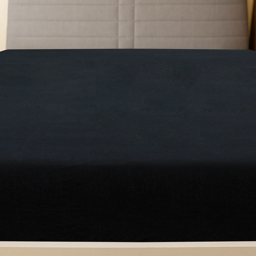 Fitted Sheet Jersey Sort 180x200 cm Bomuld
