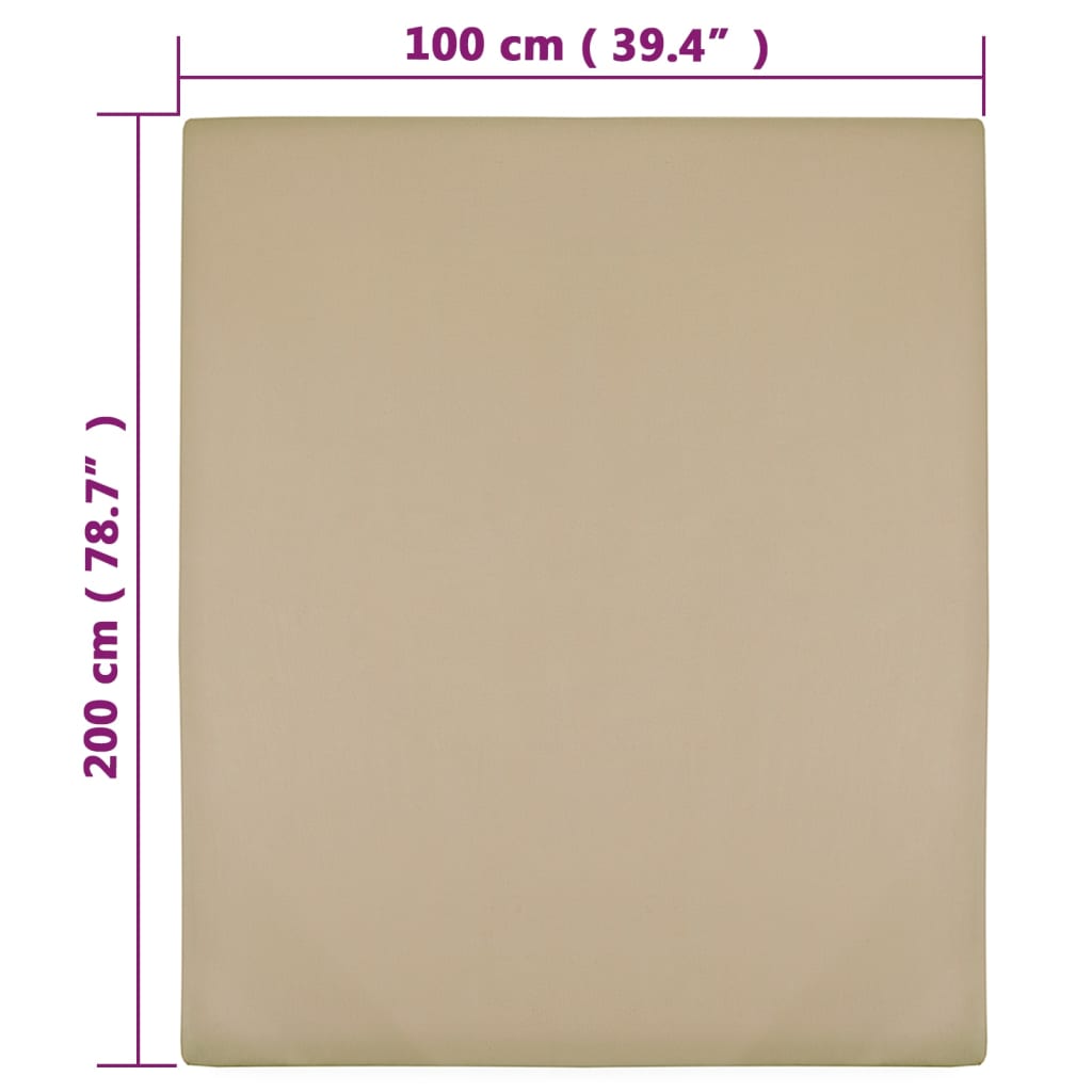Fitted Sheet 2 stk Jersey Taupe 100x200 cm Bomuld