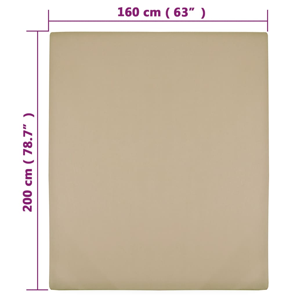 Fitted Sheet Jersey Taupe 160x200 cm Bomuld