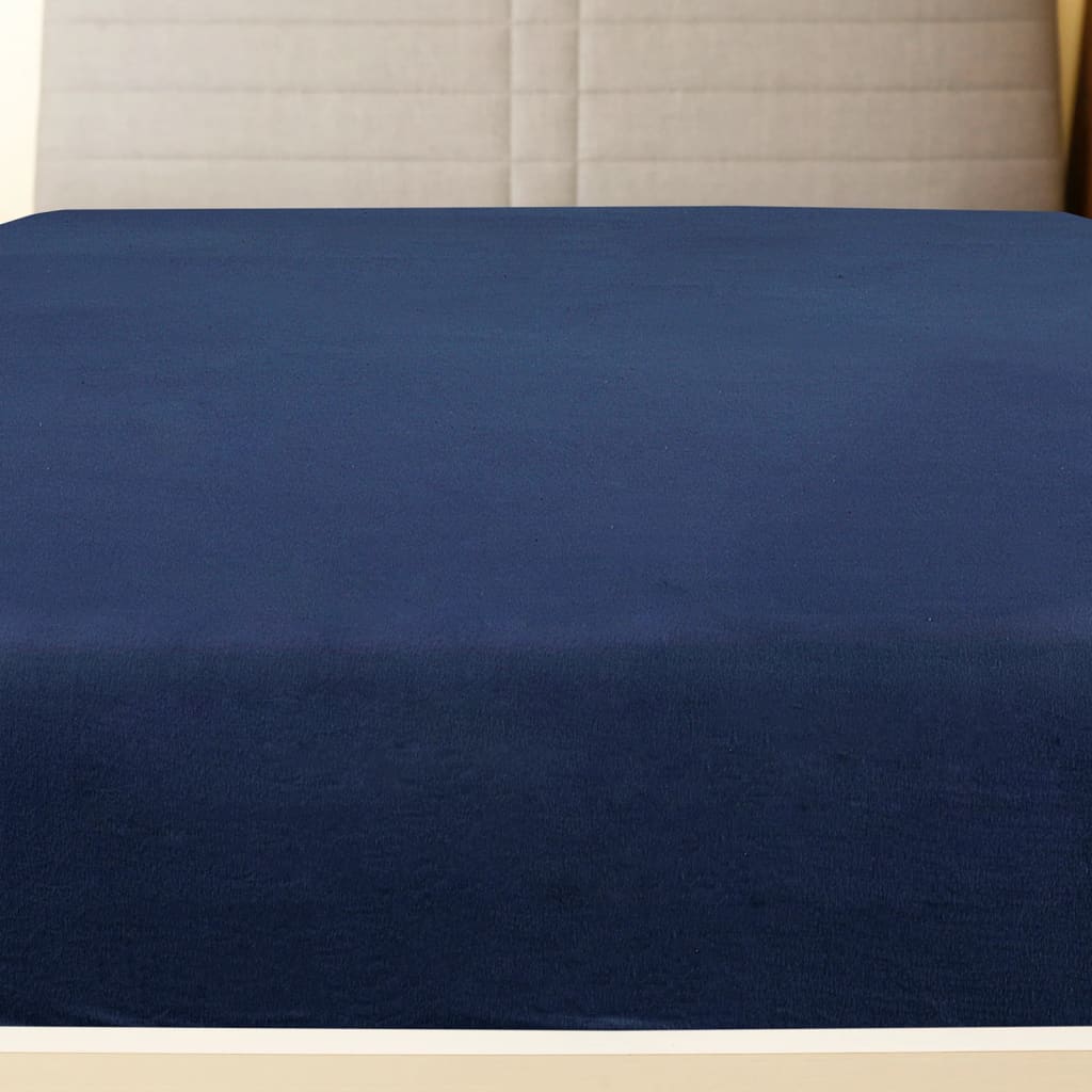 Fitted Sheet Jersey Marineblå 160x200 cm Bomuld