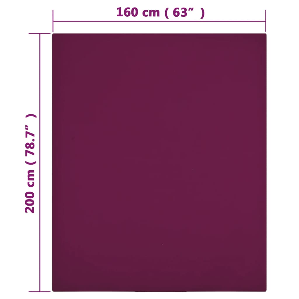 Fitted Sheet Jersey Bordeaux Rød 160x200 cm Bomuld