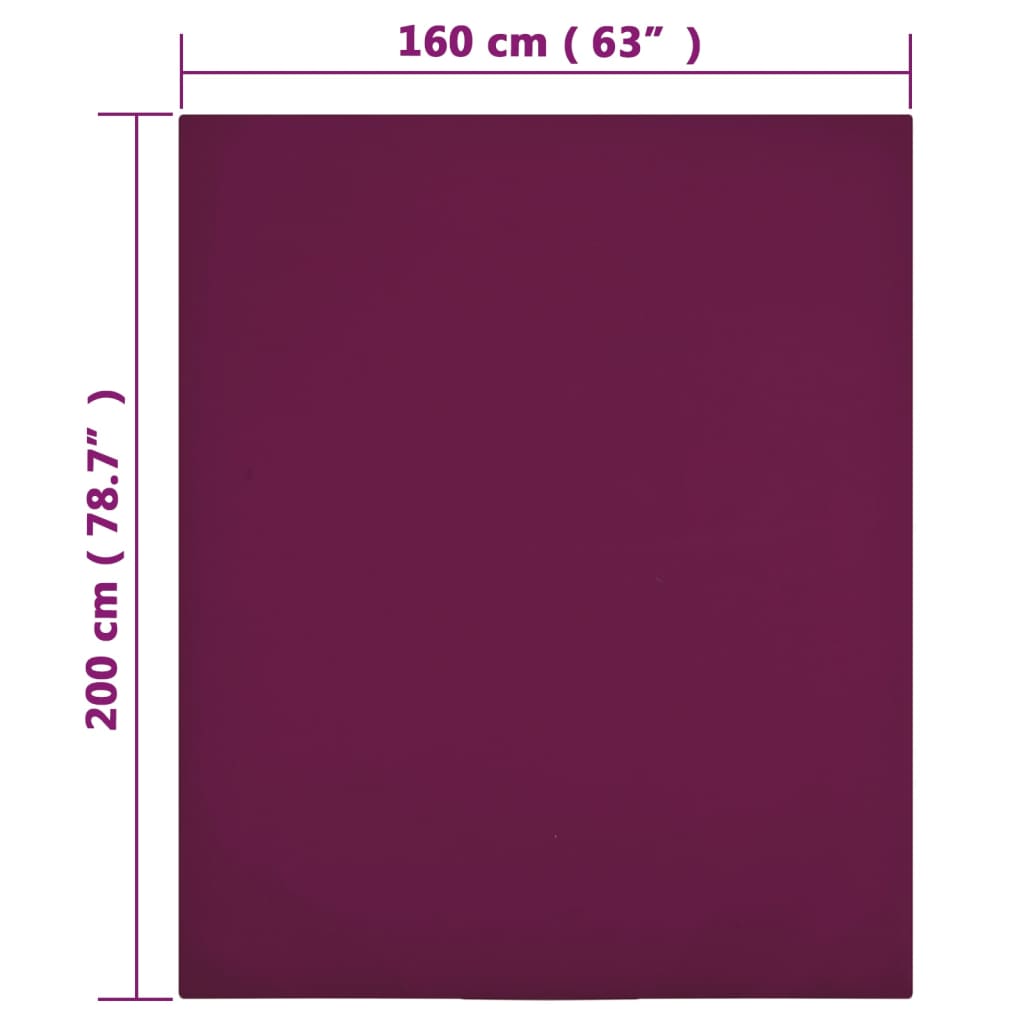 Fitted Sheet 2 stk Jersey Bordeaux Rød 160x200 cm Bomuld