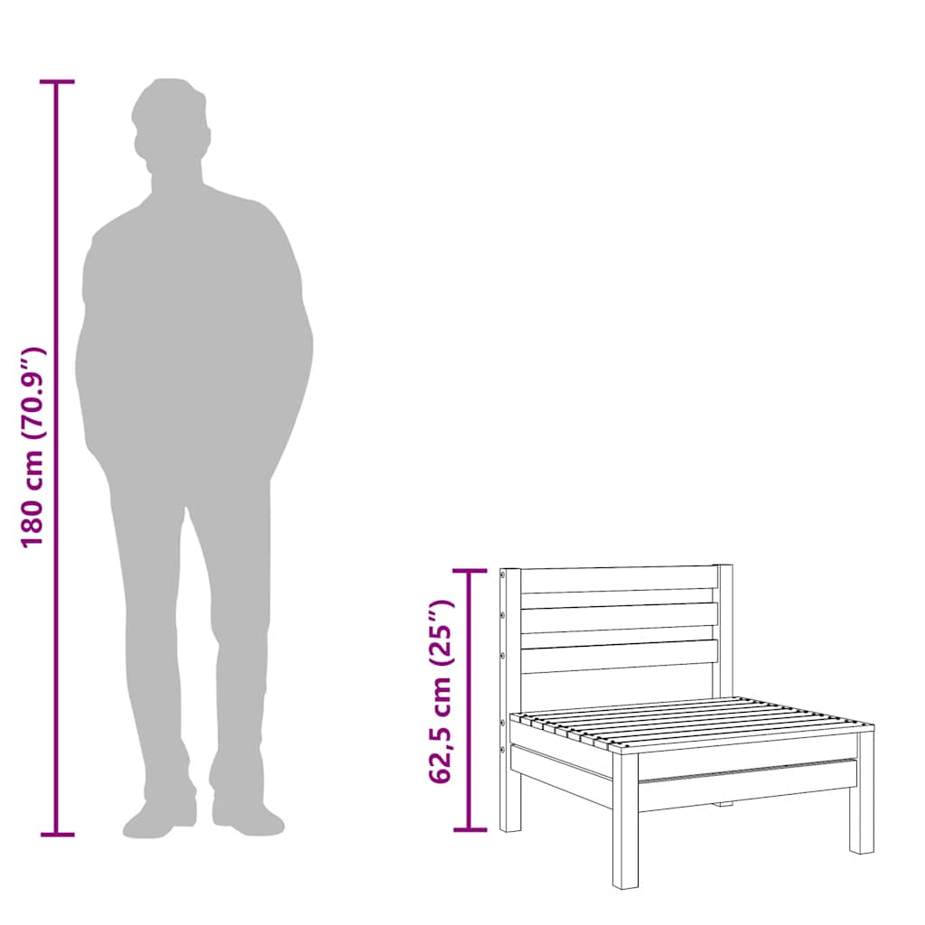 Garten-Mittelsofa Schwarz Massivholz Kiefer