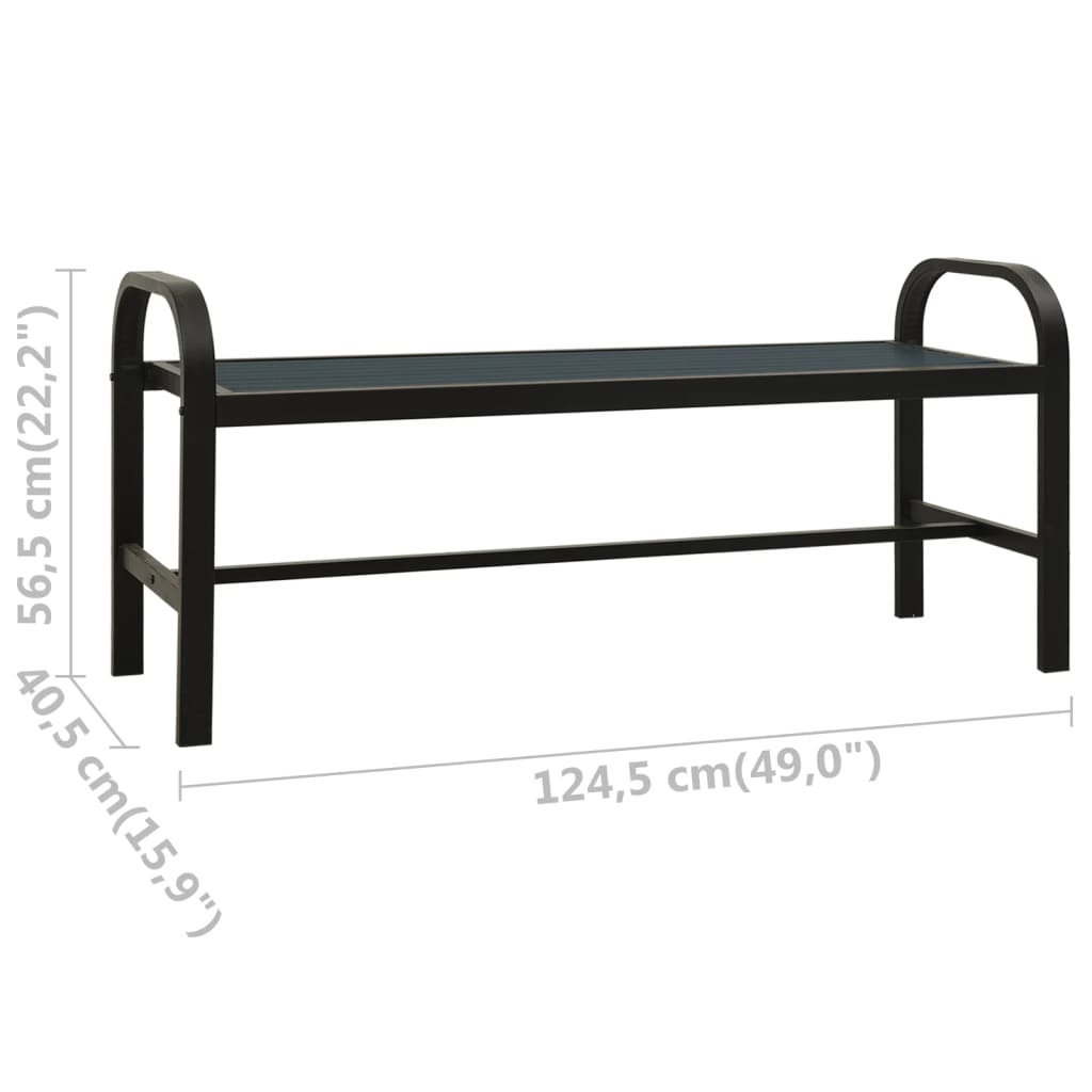 Gartenbank 124,5 cm Stahl und WPC Schwarz