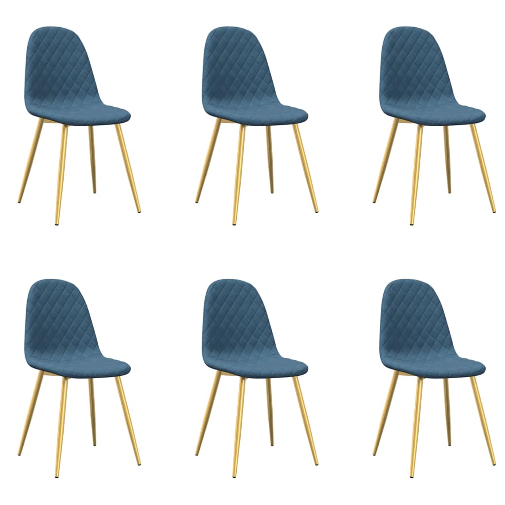 Esszimmerstühle 6 Stk. Blau Samt