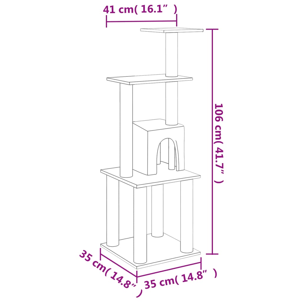 Kradsestolpe med sisal kradsestolper lysegrå 105 cm