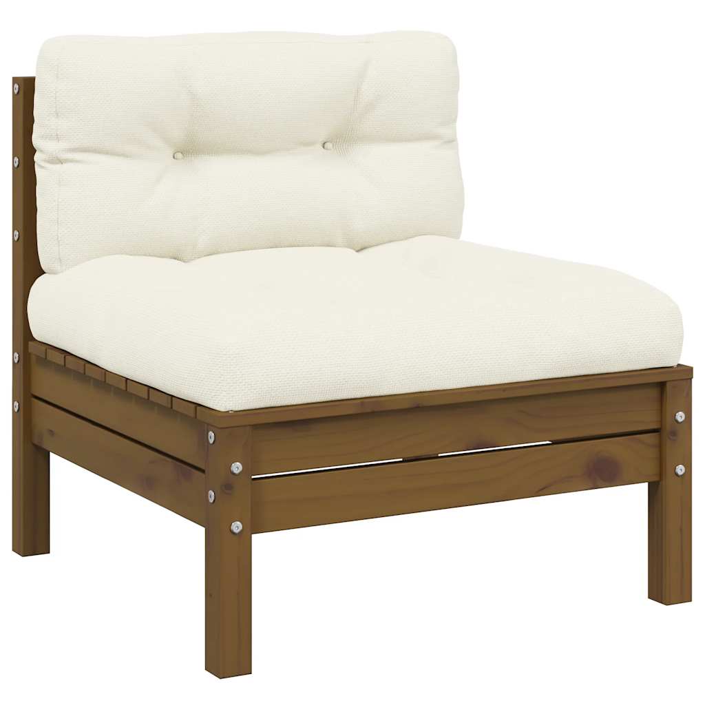 3-tlg. Garten-Lounge-Set mit Creme Kissen Massivholz Kiefer