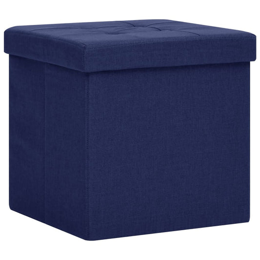 Hocker mit Stauraum Blau Leinenoptik