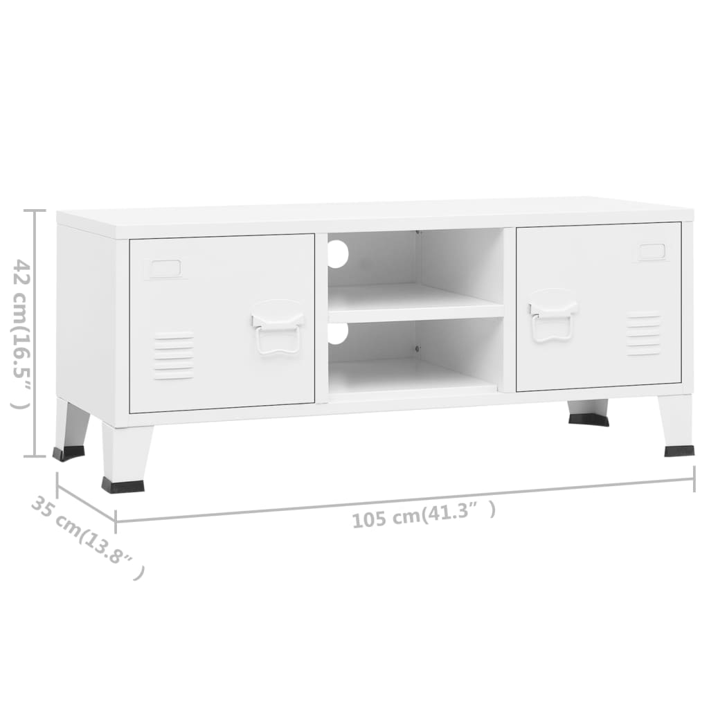 TV-skab Industriel Stil Hvid 105x35x42 cm Metal