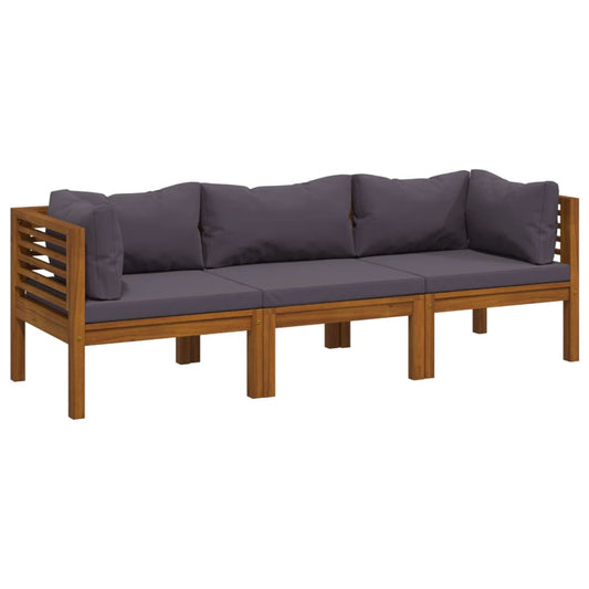 3-Sitzer-Gartensofa mit Auflage Akazie Massivholz