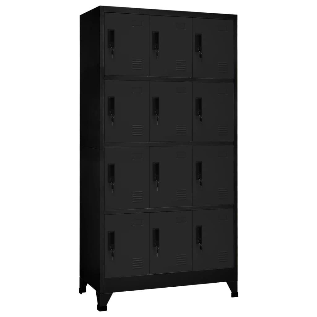 Skab Skab Sort 90x45x180 cm Stål