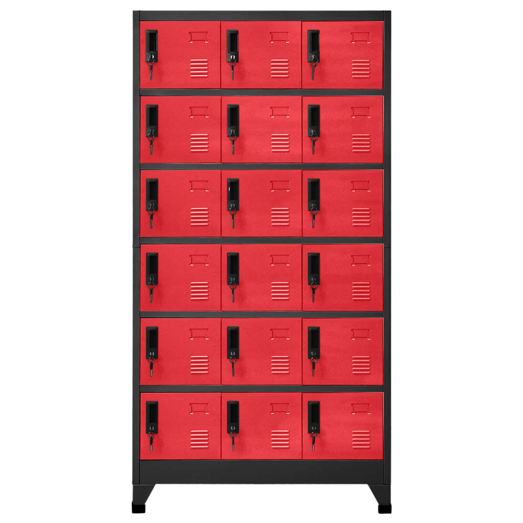 Skab antracit og rød 90x40x180 cm Stål