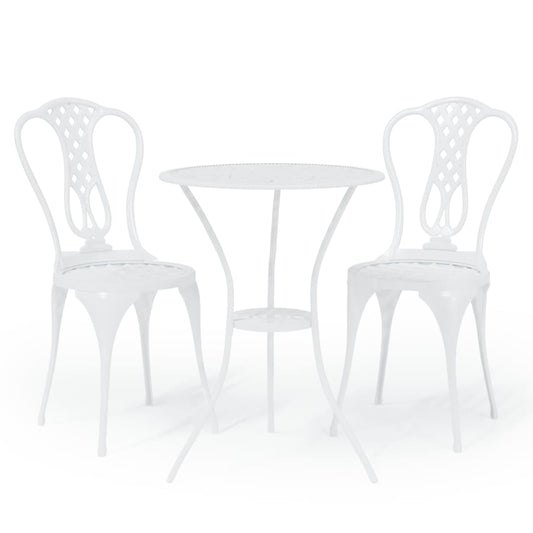 3-tlg. Bistro-Set Aluminiumguss Weiß
