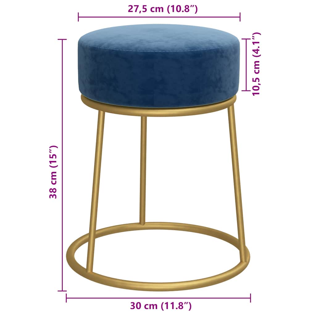 Runder Hocker Blau Samt