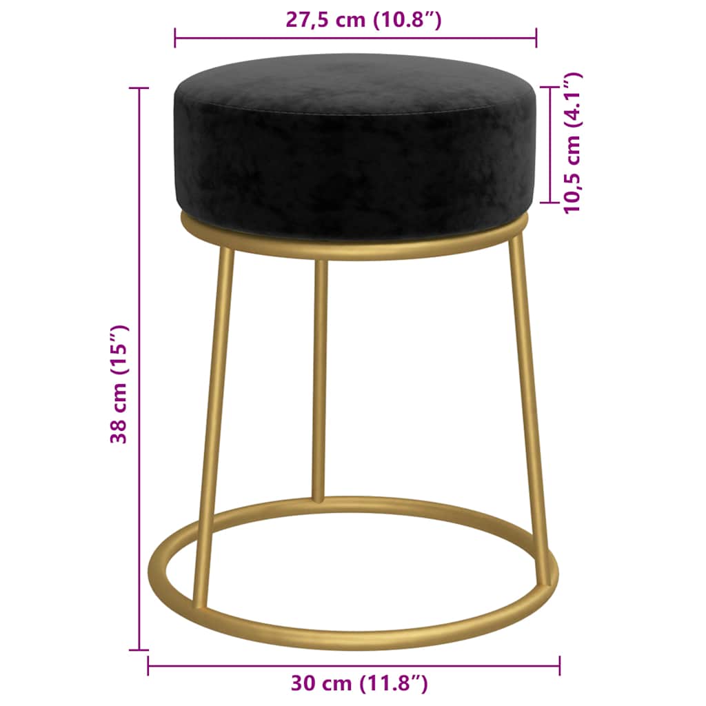 Runder Hocker Schwarz Samt