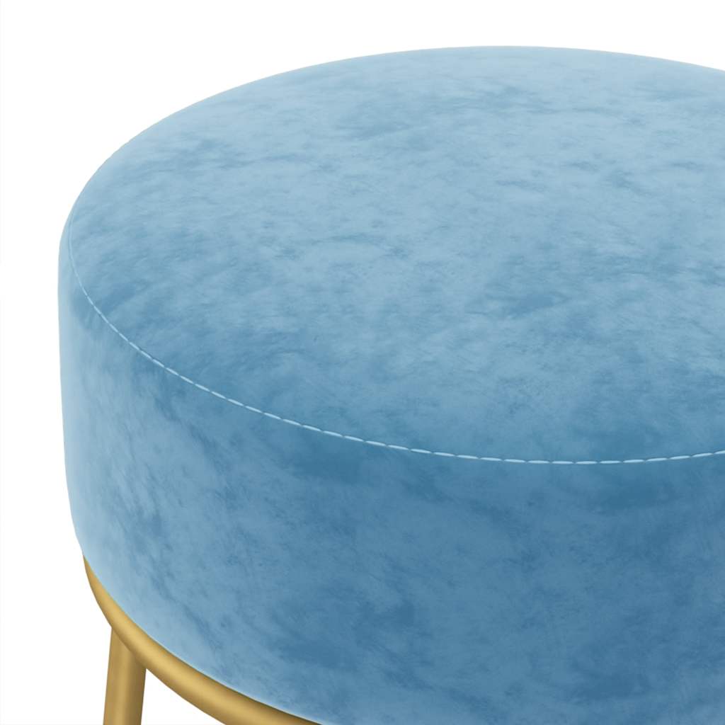 Runder Hocker Hellblau Samt