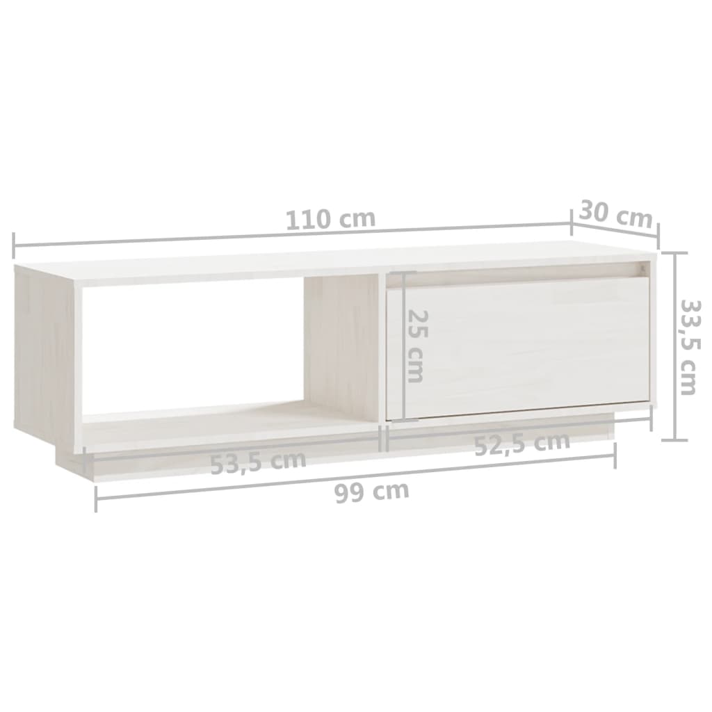 TV-skab Hvid 110x30x33,5 cm Massiv Fyr