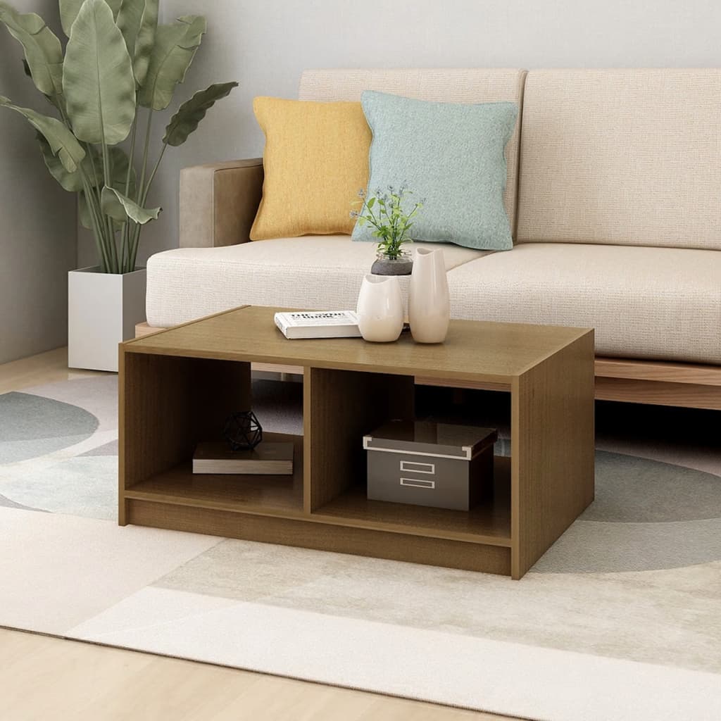 Sofabord honningbrunt 75x50x33,5 cm massivt fyrretræ